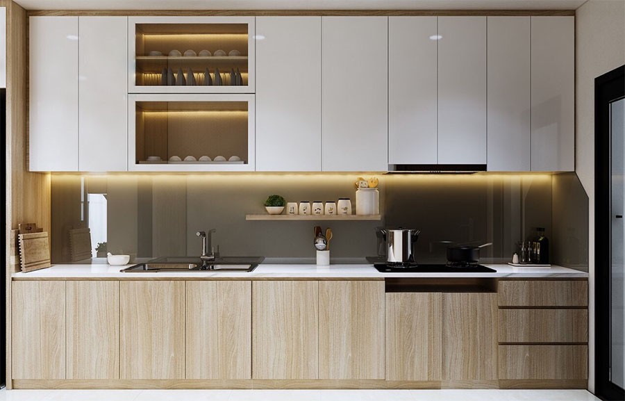 tủ bếp nhựa giả gỗ 