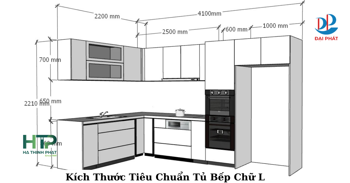 Kích Thước Tiêu Chuẩn Tủ Bếp Chữ L 2025 – Giải Pháp Bếp Chuẩn Hiện Đại
