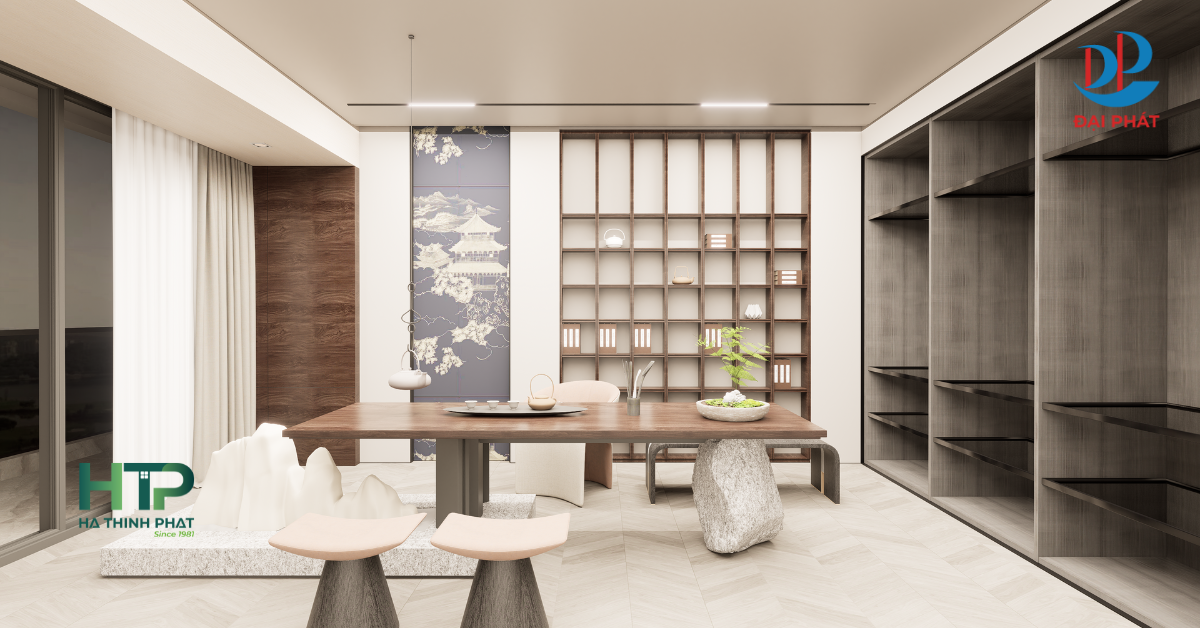 ỨNG DỤNG NỘI THẤT NHỰA TRONG THIẾT KẾ PHÒNG TRÀ HIỆN ĐẠI 2025